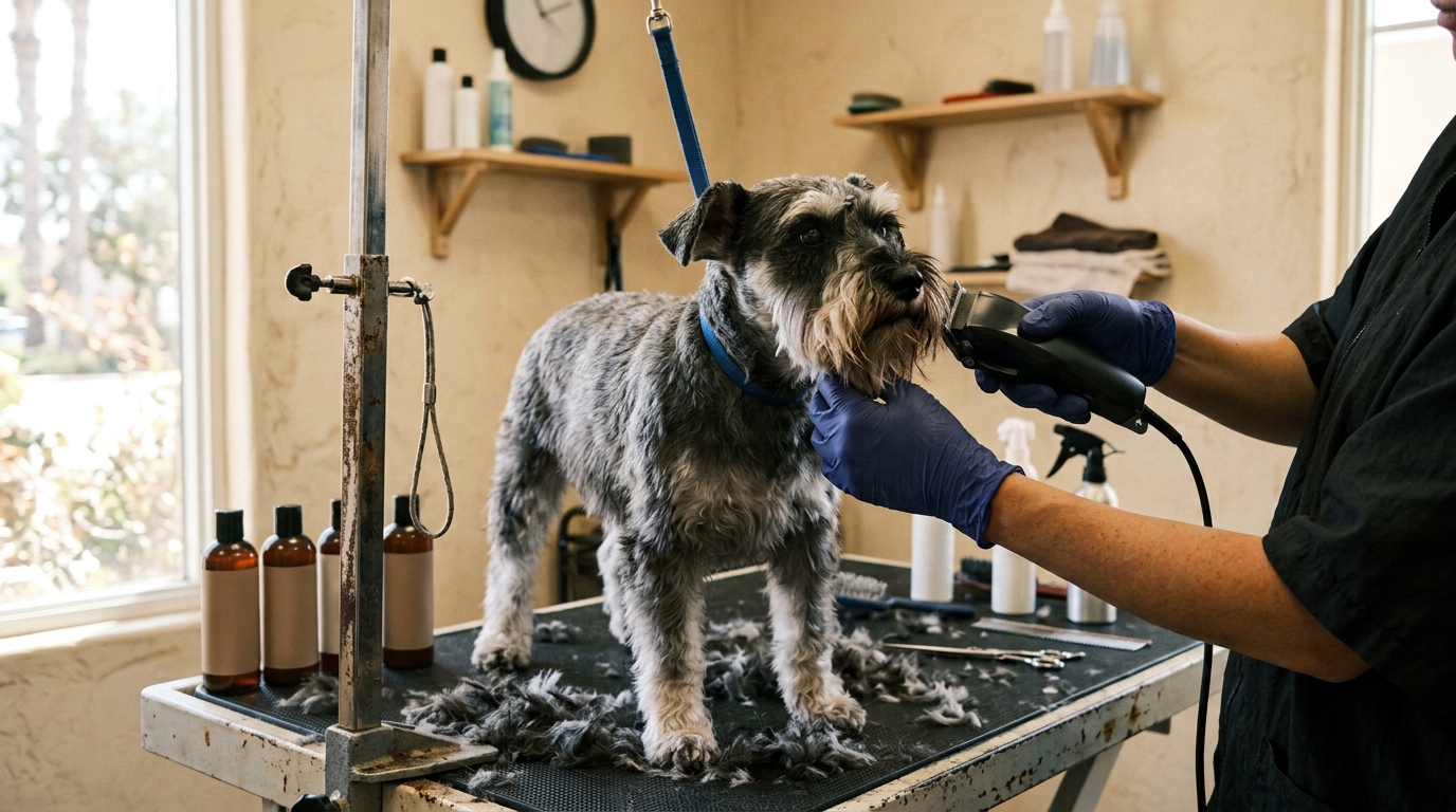 Schnauzer cut — beard and eyebrows